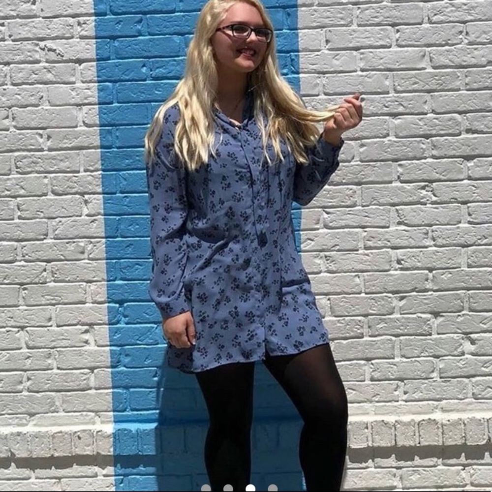 Blue long sleeve, long shirt